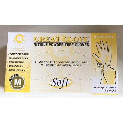 Soft Nitrile Powder-Free Gloves - Medium Case of 10