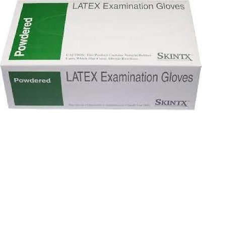 skintx latex exam powdered gloves xs