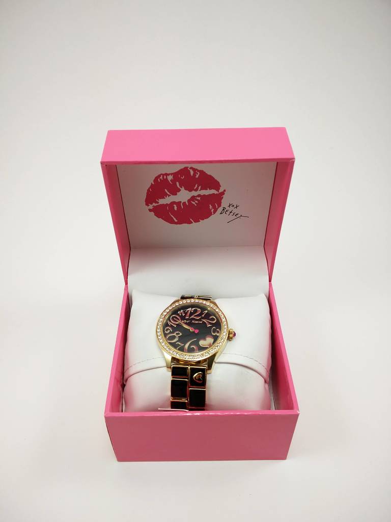 Betsey Johnson BJ00198-05 Women's Crystal Accented Bezel Gold Plated Watch
