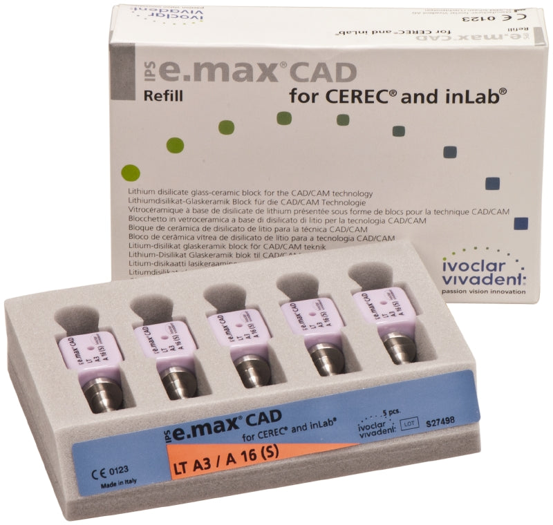 IPS e.max® CAD LT (Low Translucency) Abutment Blocks A3 A16S 5/Pk