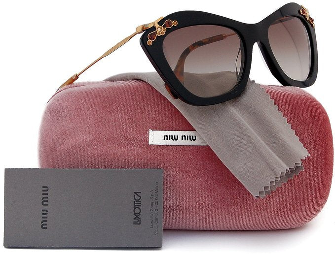 MIU MIU SMU03P Glow Sunglasses Shiny Black w/Grey Gradient