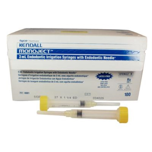 Monoject #513 ED 3cc Irrigating Syringes with 27 gauge x 1.25" Needle, 100/Bx