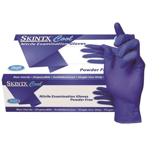 skintx cool blue 200 nitrile powder free gloves xs 10