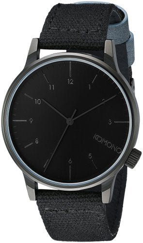 KOMONO Unisex KOM-W2121 Winston Heritage Series Black Stainless Steel Watch with Black and Blue Band