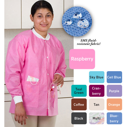 ValuMax Extra-Safe Lab Jackets - Raspberry - Medium 10/Pk