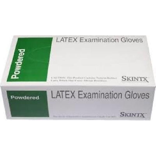 skintx exam latex powdered gloves small