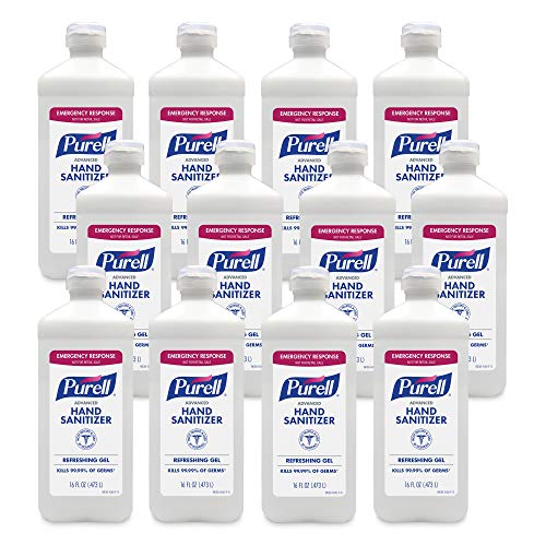 PURELL Advanced Hand Sanitizer Refreshing Gel, Clean Scent, 16 fl oz Flip Cap Bottle (Pack of 12) - 9636-12-S