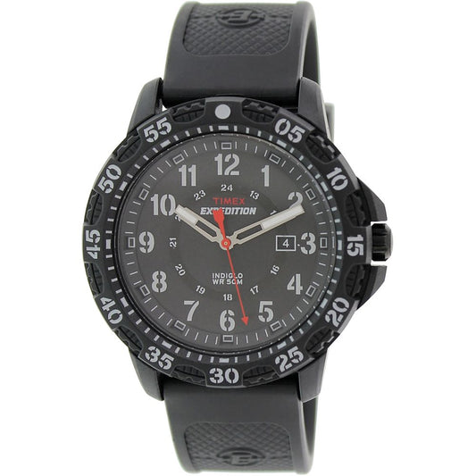 Timex T49994 Expedition Rugged Resin Analog Display Quartz Watch, Black Rubber Band, Round 45mm Case