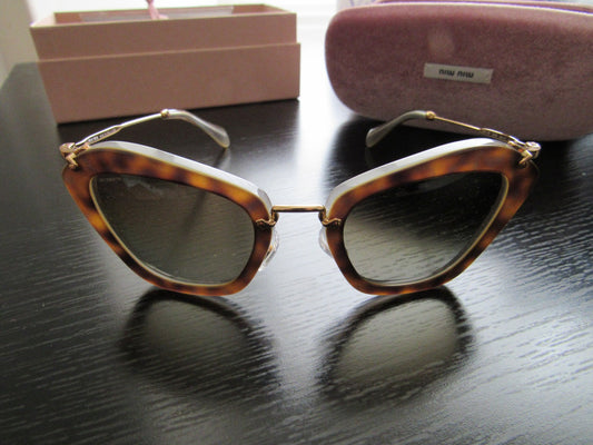 MIU MIU SMU10N Noir Sunglasses Havana/Beige/Opal w/Brown Gradient