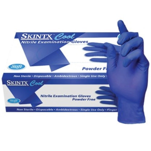 skintx cool blue 200 nitrile powder free gloves med 10
