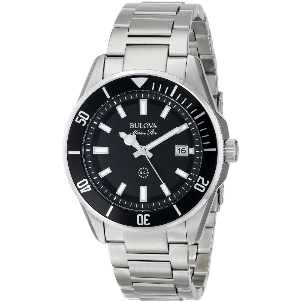 Bulova 98B203 Marine Star Analog Display Quartz Watch, Silver Stainless Steel Band, Round 43mm Case