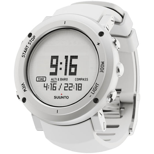 Suunto SS018735000 Core Alu Pure White Digital Display Quartz Watch, White Silicone Band, Round 49.1mm Case