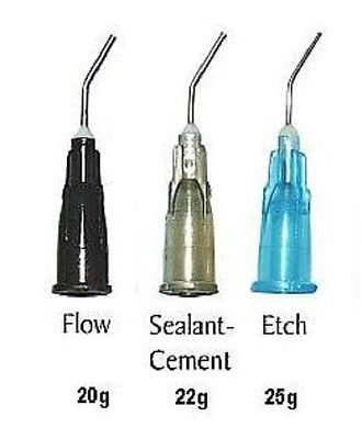 Pre Bent Flow Tips 100 pk 25 Gauge Blue - Etch