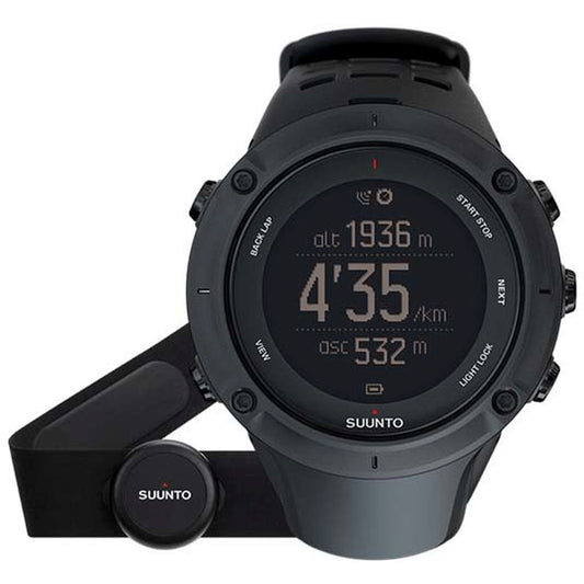 Suunto SS020674000 Ambit3 Peak Black (HR) Digital Display Quartz Watch, Black Elastomer Band, Round 50mm Case