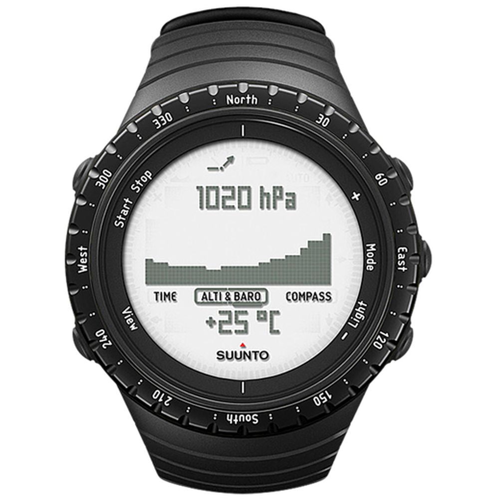 Suunto SS014809000 Core Regular Black Digital Display Quartz Watch, Black Elastomer Band, Round 49.1mm Case