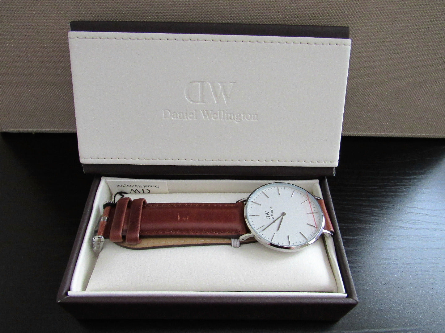 Daniel Wellington Men's 0207DW Stainless Steel Watch Brown Leather Band, Scratch