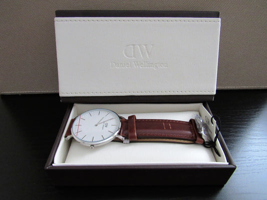 Daniel Wellington Men's 0207DW Stainless Steel Watch Brown Leather Band, Scratch