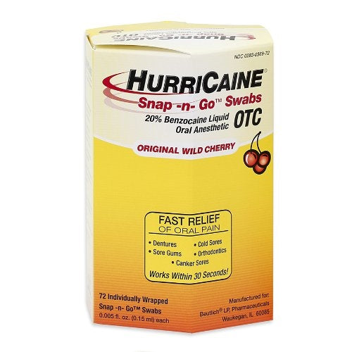 HurriCaine Topical - Snap - n Go Swabs - 72 Swabs