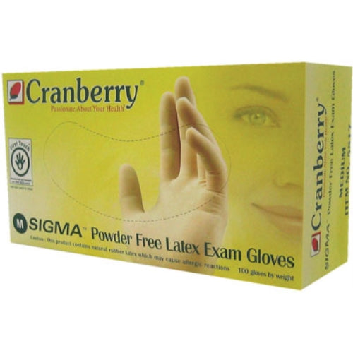 Cranberry Sigma - PF, Latex Glove, 100/Bx -  Medium