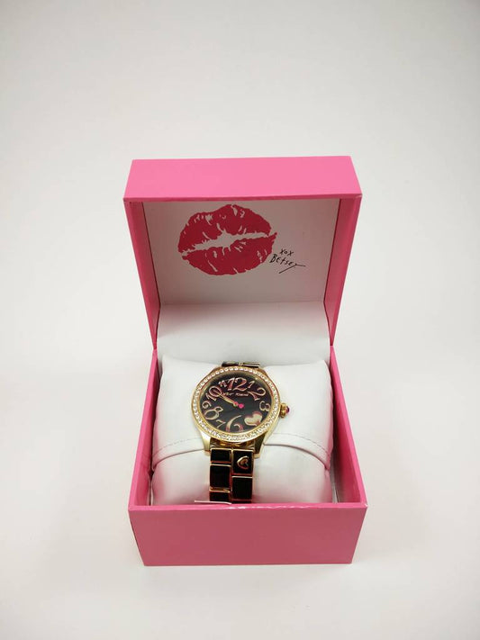 Betsey Johnson BJ00198-05 Women's Crystal Accented Bezel Gold Plated Watch