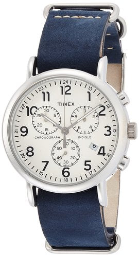 Timex Beige Dial Stainless Steel Leather Chrono Quartz Men's Watch TW2P62100