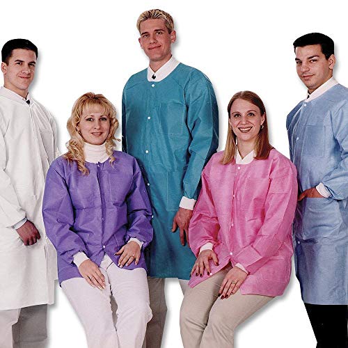 ValuMax 3660CBXL Extra-Safe, Wrinkle-Free, Noble Looking Disposable SMS Knee Length Lab Coat, Ceil Blue, XL, Pack of 10