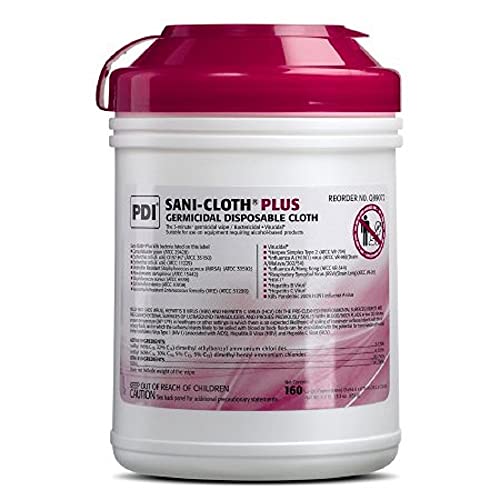 PDI Q89072 6 x 6.75 in. Sani-Cloth Plus Germicidal Disposable Cloths, 160 per Canister by PDI