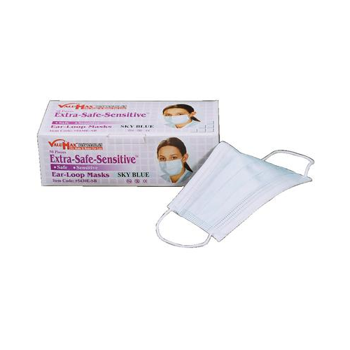 ValuMax Extra-Safe-Sensitive Ear-Loop - Sky Blue - Mask 50/Bx