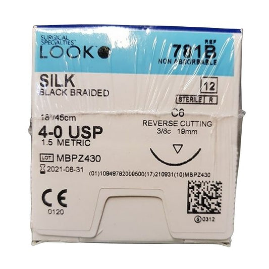 Look - Suture - 4/0, 18 - Silk Black - C-6