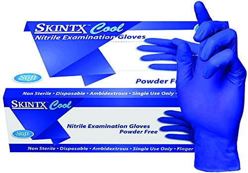 skintx cool blue 200 nitrile powder free gloves lg 10