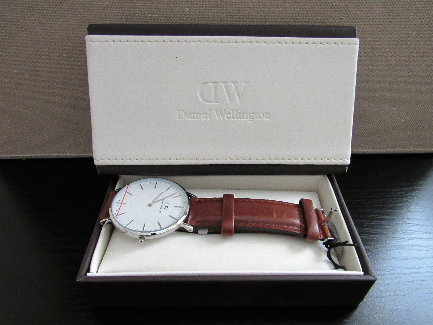 Daniel Wellington Men's 0207DW Stainless Steel Watch Brown Leather Band, Scratch