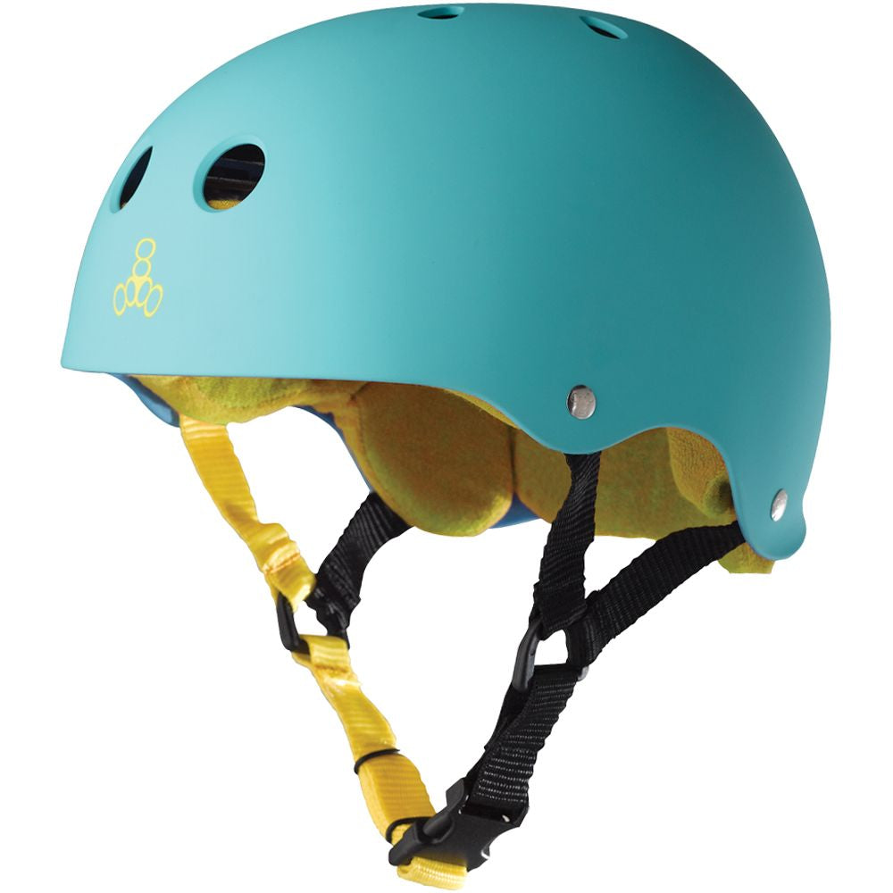 Triple 8 Brainsaver with Sweatsaver Liner Baja Teal Rubber Skate Helmet, 22.10 - 22.90 in (56 - 58cm), Large