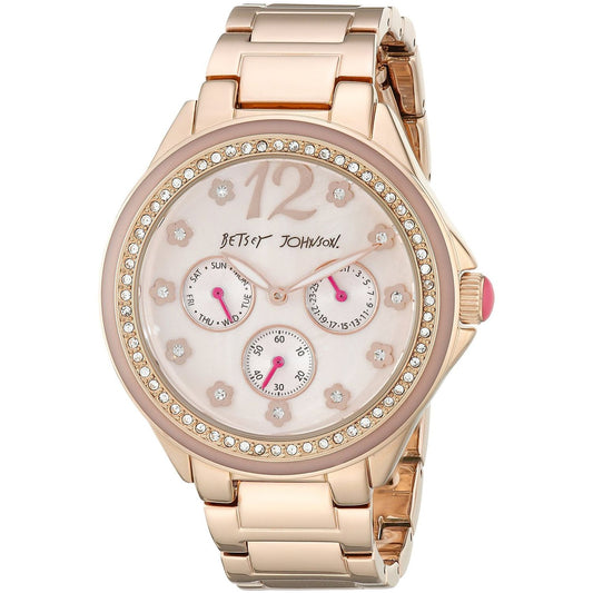 Betsey Johnson BJ00474-03 Women's Analog Display Quartz Watch - Rose Gold Bracelet - Round 41mm Case