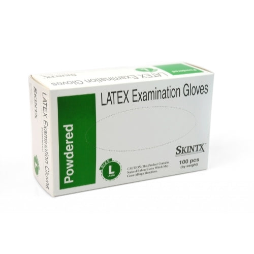 skintx latex exam powdered gloves lg 10