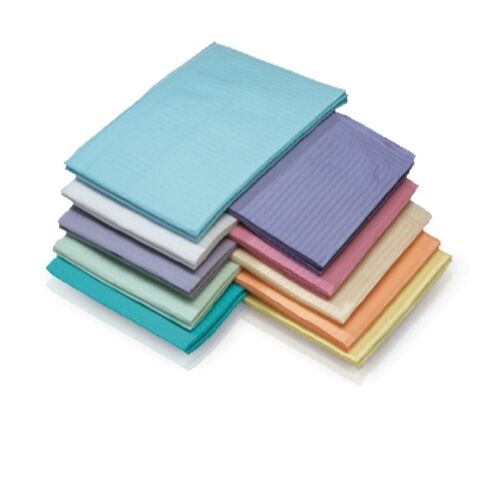 Bibs, 13" x 18" 2 ply tissue/1 ply plastic 500 pcs box BLUE