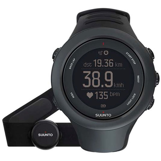 Suunto SS020678000 Ambit3 Sport Black (HR) Digital Display Quartz Watch, Black Elastomer Band, Round 50mm Case