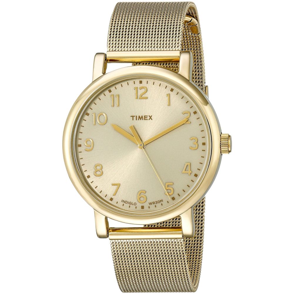 Timex T2N598AB Originals Classic Round Analog Display Quartz Watch, Gold-Tone Stainless Steel Mesh Band, Round 38mm Case