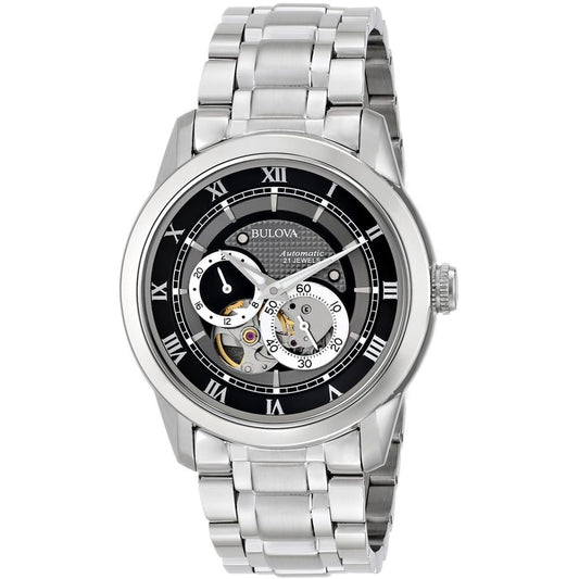 Bulova 96A119 Automatic Analog Display Watch, Silver Stainless Steel Band, Round 42mm Case