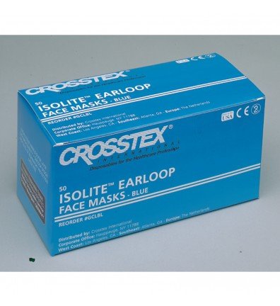 Isolite face mask 50bx blue