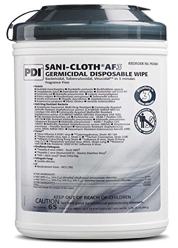 Professional Disposables P63884 Sani-Cloth AF3 Germicidal Disposable Wipe, 7.5" x 15", X-Large Canister (Pack of 65)