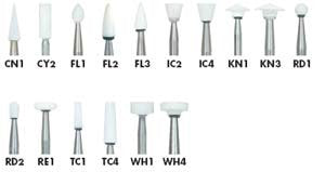 Shofu Dura-White FL2 Flame FG Aluminum Oxide Finishing Stones Box of 12 Stones.