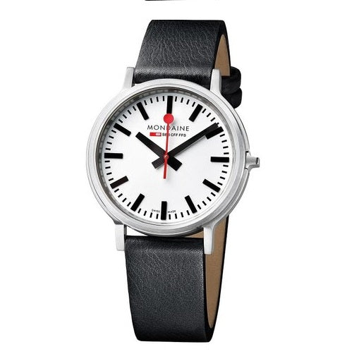 Mondaine Unisex A5123035816SBB Stop2go Analog Display Swiss Quartz Black Watch